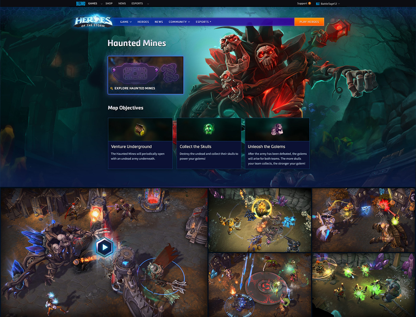 Screenshot of Heroes battlegrounds page